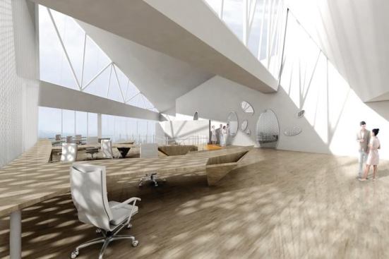 Interior rendering, second floor.