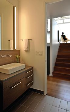 Bathroom with view to second level