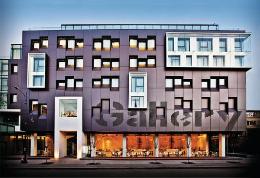 Exterior of the Graffit Gallery Hotel, with Graffiti Café on the ground floor.