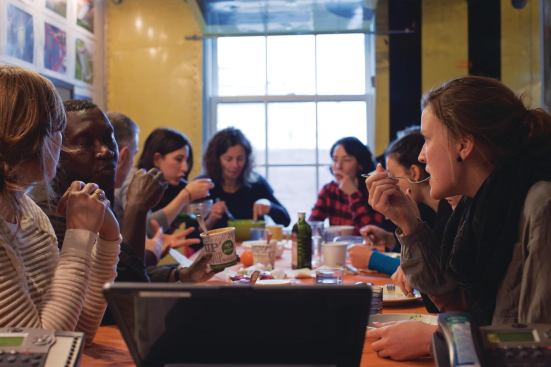 Despite the studio’s renown for progressive design, tradition is crucial to the culture of Lot-ek. At the studio’s New York design workshop, designers set aside their work and come together for a common meal every day.

