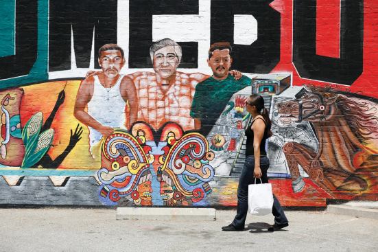Across the river from the skyscrapers of downtown Los Angeles, Boyle Heights is a culturally vibrant part of crime-ridden East Los Angeles. The area is full of brightly colored murals and houses, and small local businesses that cater to residents.