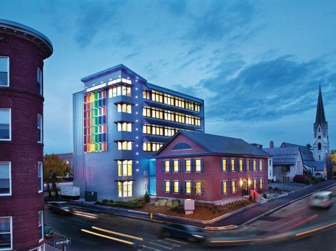 New Hampshire Institute of ArtArchitect: Dennis Mires, The Architects, Manchester.

Completion: 2009.

Brief: $7.3 million rehab of city's first high school (ca. 1891) includes dormitory and teaching spaces, geothermal, HVAC, rainwater harvesting, and vegetated roof.