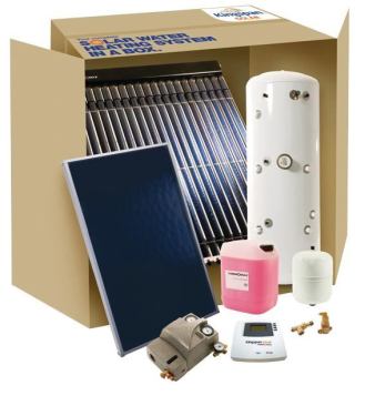 #9 Kingspan Solar Thermal System  SRCC-certified “Solar in a Box” packages of Thermomax solar thermal systems are available direct to contractors or through area distributors. Each package is designed for a typical household size and contains all parts, materials, and equipment needed for installation and operation in all U.S. geographical locations. The kits offer a choice of high-performance vacuum-tube or flat-panel solar collectors. 410.799.6600. 
www.kingspansolar.com.