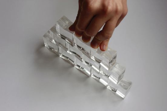 Small-scale prototype of the blocks comprising the thermometric façade.