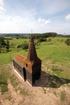 The completed installation in its pastoral landscape