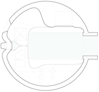 Kitchen node plan

Molded and insulated inserts, placed between the nodes' core and shell, determine the use and floor plan of the space. All fixtures come standard, and because of the nature of the nodes' mass production, elements are fixed in place.