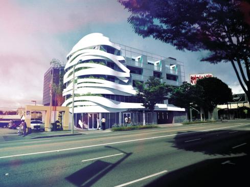 LaBrea Affordable HousingWest Hollywood, Calif.



Patrick Tighe Architecture

The 32-unit LaBrea apartment building, when it is completed this year, will feature an edible garden, infiltration planters, and other low-impact elements.
