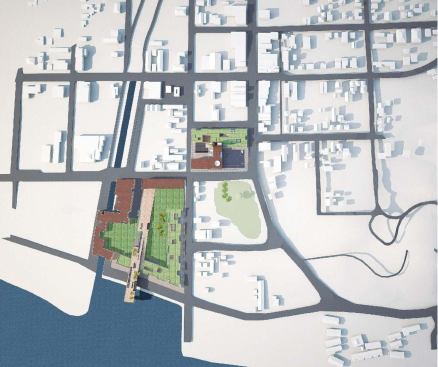 Brian Healy Architects, Boston

"The great thing about this competition," says Brian Healy, "is the whole idea that architecture can assume a civic responsibility. We wonder why more municipalities don't step up this way." His scheme connects the southern end of Lake Elsinore's Main Street to the lakefront with an open-plan city square. A metal-skinned civic center building contains the city hall, library, and post office. A pier extends from the civic center to the lake and provides a place for boats to dock.