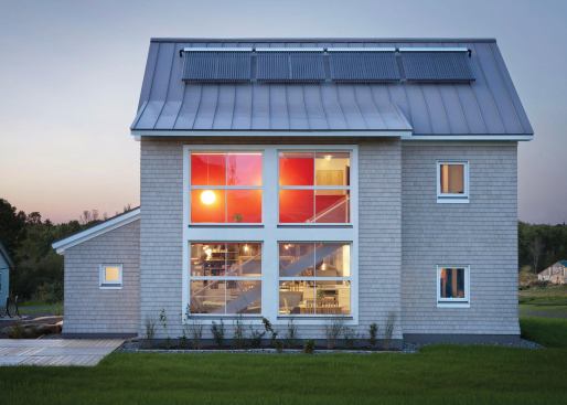 The building is oriented for southern solar access.