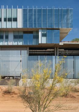The Henkel Headquarters building in Scottsdale, Ariz., brings site-sensitive architecture to the edge of the Sonoran Desert. The flagship project in an as-yet-incomplete, mixed-use development is under consideration for LEED Silver certification.