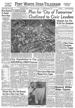 The March 11, 1956 edition of the Fort Worth Star-Telegram announced Gruen's plan to city residents.