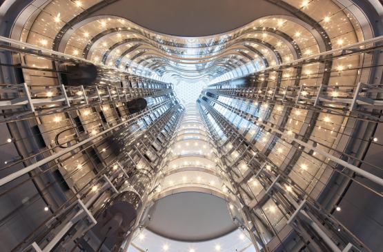 View in the atrium looking toward skylight.