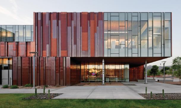 Expansive glazing admits light through the north façade.