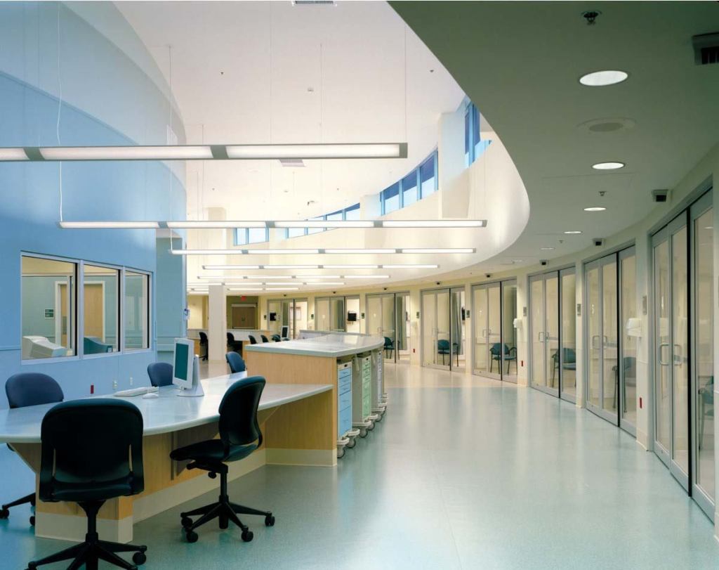 In the emergency department at F.F. Thompson Hospital in Canandaigua, N.Y., architects with Francis Cauffman employed the latest innovations in evidence-based design, including color-coded storage cabinets on wheels. Each color represents the kind of medical supplies stored inside.