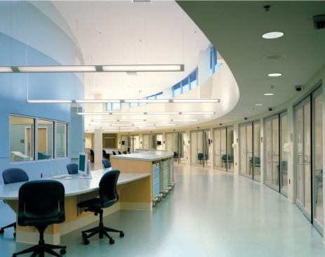In the emergency department at F.F. Thompson Hospital in Canandaigua, N.Y., architects with Francis Cauffman employed the latest innovations in evidence-based design, including color-coded storage cabinets on wheels. Each color represents the kind of medical supplies stored inside.