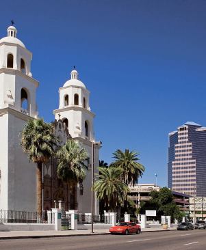 St. Augustine Cathedral's façade (at left), created between 1897 and 1928, was kept during a 1960s sanctuary overhaul.
