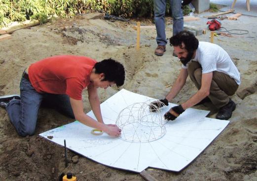 The Ukendt/Igloo model was used by the fabrication team to determine how the actual structure would sit in M&A's outdoor exhibit space.