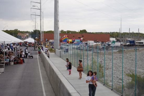 Glass panels allow for uninterrupted views from the walkway.