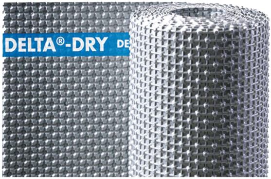Delta-Dry barrier wrap 

Cosella-Dörken 

www.cosella-dorken.com 

Barrier wrap, impervious to air and water

Heavy channeled polyethylene sheeting

 Reflects radiant heat, helps maintain energy efficiency

Air gaps help promote drying of moisture inside and outside the barrier, reducing problems with wet construction materials 