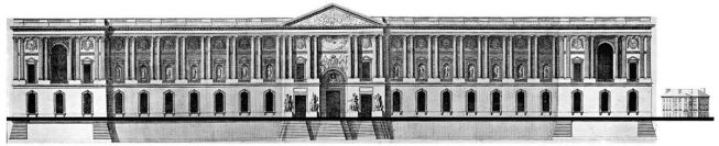 East Façade of the Louvre (1667–1674), Paris, designed by Claude Perrault, and the Octagon House (1798–1800), Washington, D.C., designed by Dr. William Thornton.
