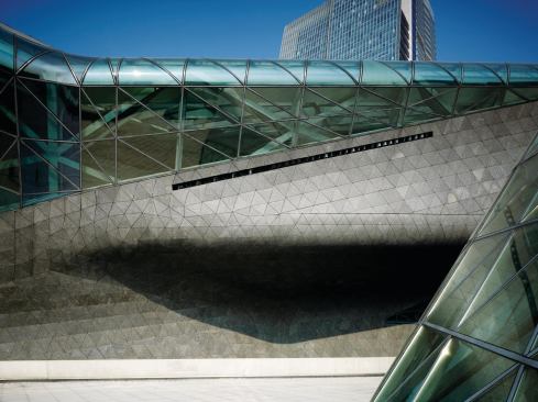 Granite and glass façade