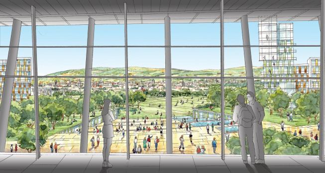 The project includes 4.5 million square feet of academic and residential buildings for the Dublin Institute of Technology sited around community amenities and gathering spaces. 