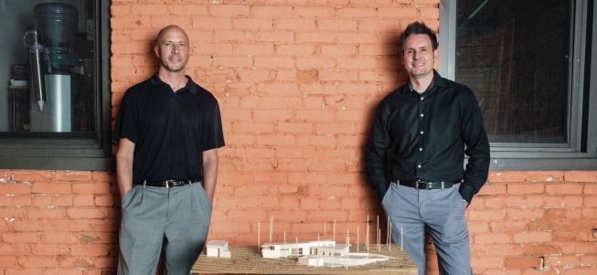 Christopher Herr (left) and Brad Tomecek at the Boulder, Colo. offices of their firm Studio H:T Architecture. 