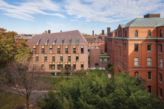 View from southwest, with Peabody Museum of Archaeology and Ethnology and Harvard Art Museum complex&nbsp;(at right)