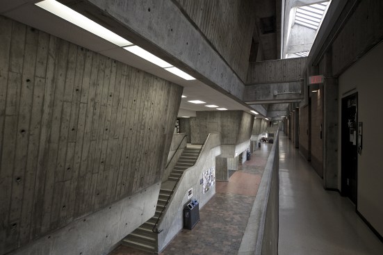 Scarborough's poured-in-place concrete shows the impressions of its formwork
