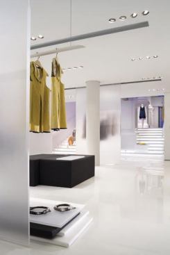 The lighting was carefully controlled and aimed to illuminate only the merchandise, avoiding scallops and excessive spill onto the translucent display shelving and walls.