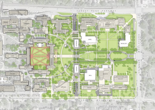 The new east end master plan for Washington University's campus.