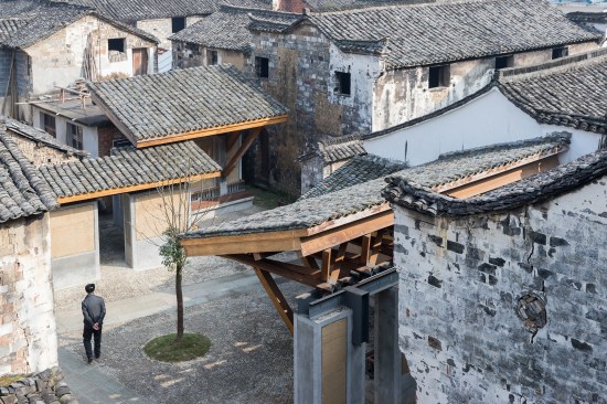 View of new pavilions that create public space in the old sections of the village
